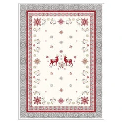 Winter Valley Cream & Gray French Cotton Kitchen Towel By Tissus Toselli