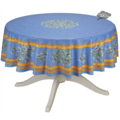 70" Round Clos Des Oliviers Blue French Tablecloths By Label France
