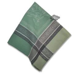 Olivia Green French Cotton Jacquard Napkin By Tissus Toselli