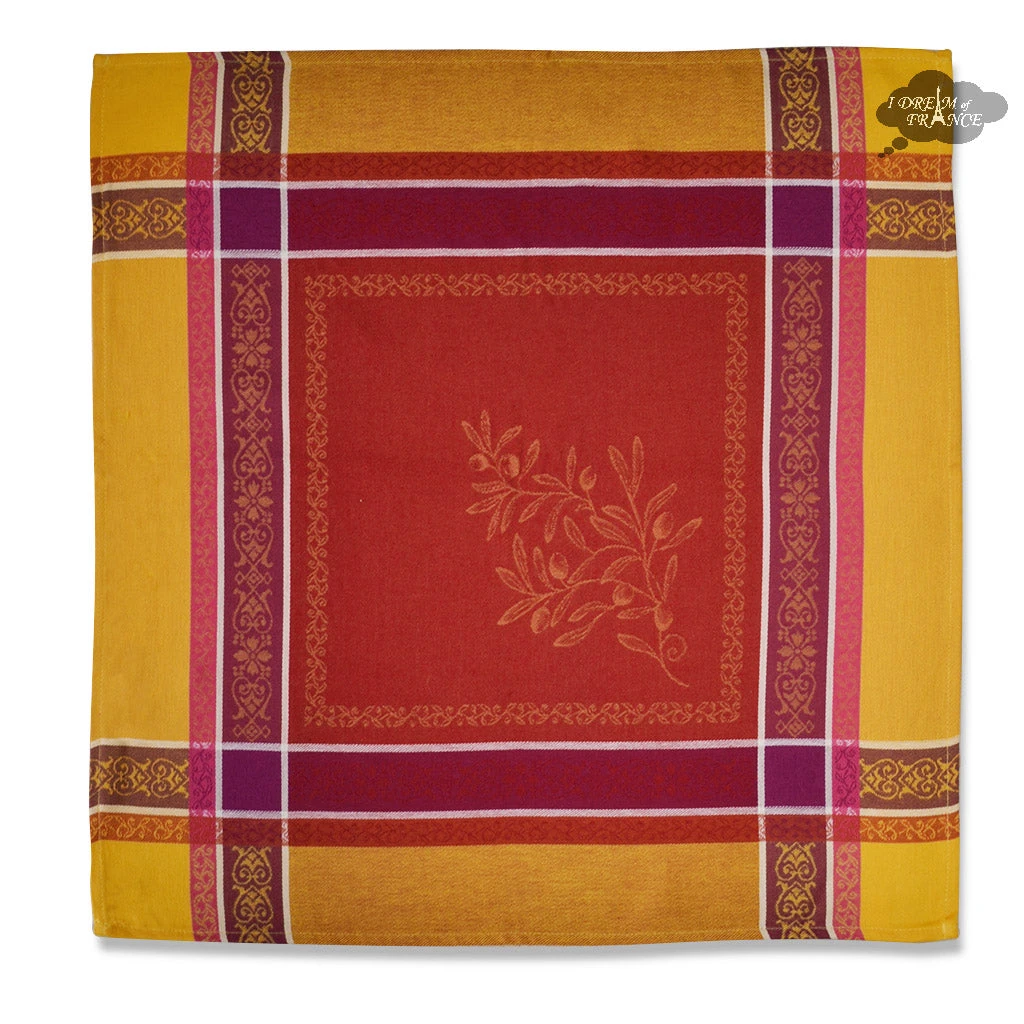 Olivia Yellow & Red French Cotton Jacquard Napkin By Tissus Toselli 4 Olivia Yellow & Red French Cotton Jacquard Napkin By Tissus Toselli - Image 2