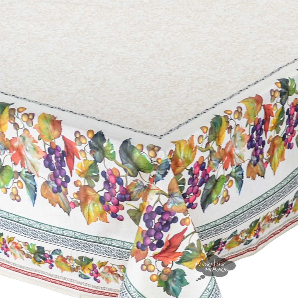 60x120" Rectangular Grapes French Acrylic-Coated Cotton Tablecloth By Tissus Toselli 4 60x120" Rectangular Grapes French Acrylic-Coated Cotton Tablecloth By Tissus Toselli - Image 2