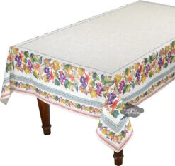 60x 96" Rectangular Grapes French Acrylic-Coated Cotton Tablecloth By Tissus Toselli