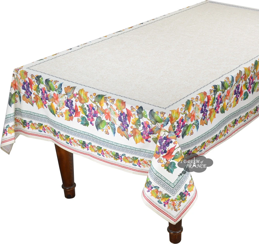 60x120" Rectangular Grapes French Acrylic-Coated Cotton Tablecloth By Tissus Toselli 3 60x120" Rectangular Grapes French Acrylic-Coated Cotton Tablecloth By Tissus Toselli