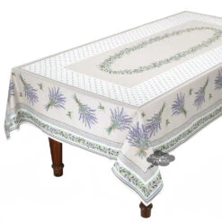 60x78" Rectangular Lauris Acrylic-Coated Cotton Tablecloth By Tissus Toselli