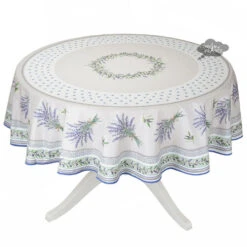 70" Round Lauris Acrylic-Coated Cotton Tablecloth By Tissus Toselli