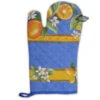 Lemons Blue Cotton Oven Mitt By Tissus Toselli -Kitchen Textiles tissus toselli lemons blue french cotton oven mitt sqw