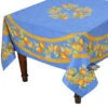 70" Square Lemons Blue Acrylic-Coated Cotton Tablecloth By Tissus Toselli -Kitchen Textiles tissus toselli lemons blue square round cotton asqw 8d5dc30b 7f6f 4044 833c 5ef8a750b3c2