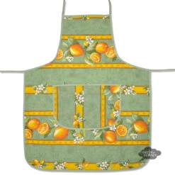Lemons Green Cotton Kitchen Apron By Tissus Toselli