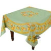 70" Square Lemons Green Acrylic-Coated Cotton Tablecloth By Tissus Toselli -Kitchen Textiles tissus toselli lemons green square cotton coated tablecloth sqw