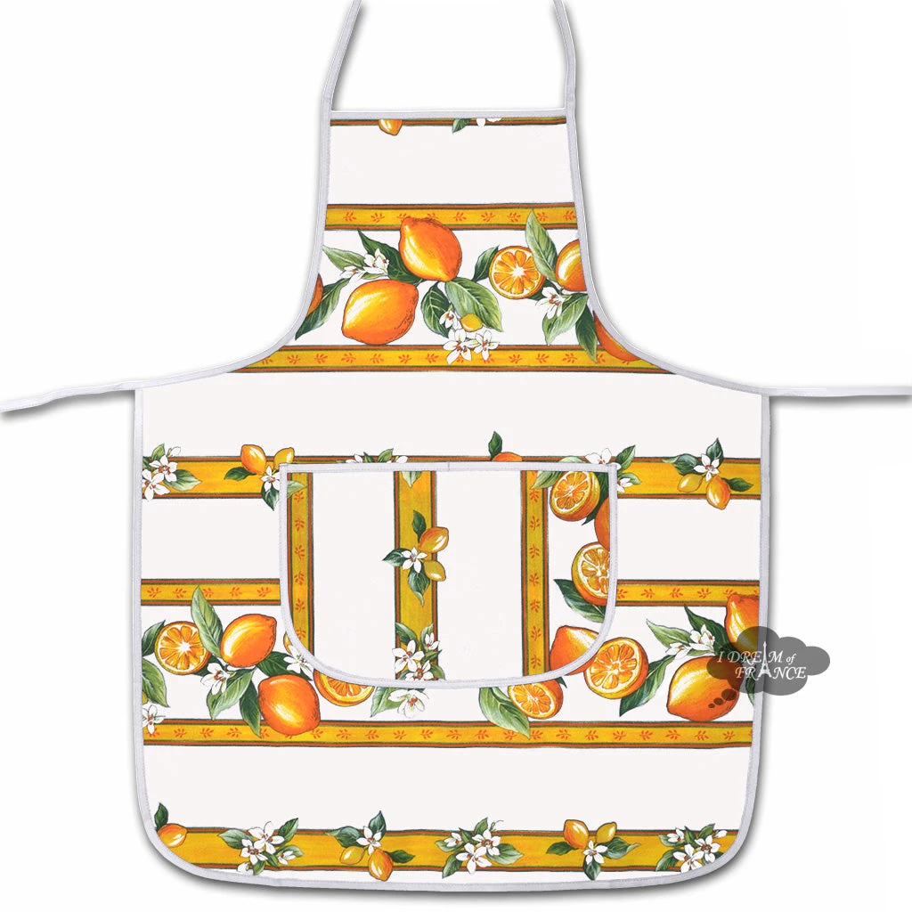 Lemons White French Cotton Kitchen Apron By Tissus Toselli 3 Lemons White French Cotton Kitchen Apron By Tissus Toselli