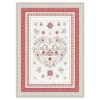 Mistletoe Cream French Cotton Kitchen Towel By Tissus Toselli -Kitchen Textiles tissus toselli mistletoe christmas heart french kitchen tea towel