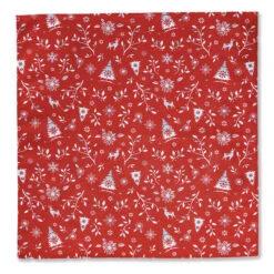 Mistletoe Red French Cotton Napkin By Tissus Toselli