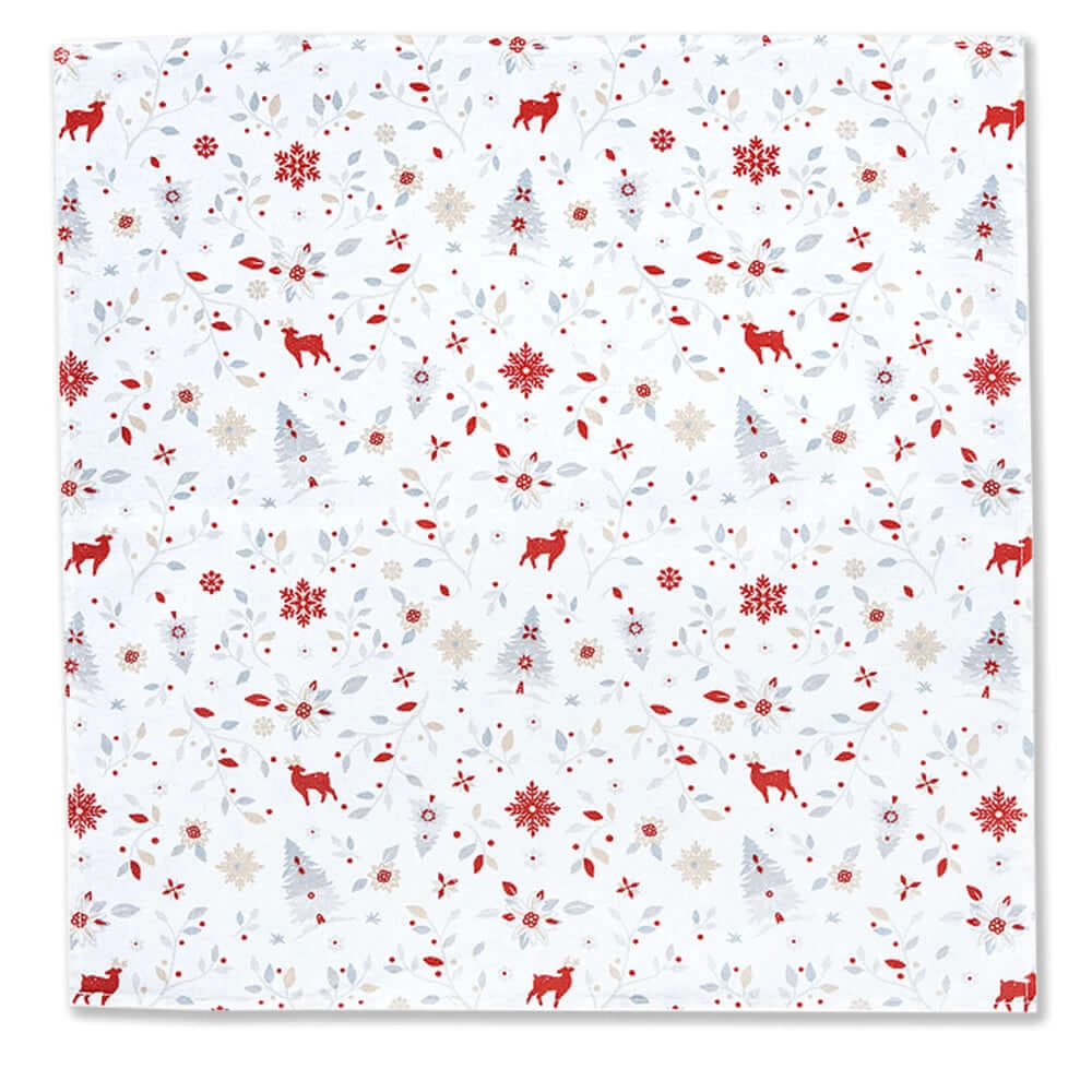 Mistletoe White French Cotton Napkin By Tissus Toselli 3 Mistletoe White French Cotton Napkin By Tissus Toselli