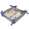 Moustiers Blue & Cream Cotton Bread Basket -Kitchen Textiles tissus toselli moustiers blue cream bread basket allover sqw