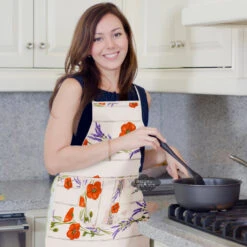 Poppies Cream Cotton Kitchen Apron By Tissus Toselli 7 Poppies Cream Cotton Kitchen Apron By Tissus Toselli -Kitchen Textiles tissus toselli poppies cream cotton apron sqw