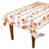 60x96" Striped Rectangular Poppies Cream Acrylic Coated Cotton Tablecloth By Tissus Toselli -Kitchen Textiles tissus toselli poppies cream rectangular striped cotton coated tablecloth sqw