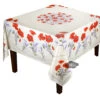 70" Square Poppies Cream Acrylic-Coated Cotton Tablecloth By Tissus Toselli 1 70" Square Poppies Cream Acrylic-Coated Cotton Tablecloth By Tissus Toselli -Kitchen Textiles tissus toselli poppies cream square round cotton coated tablecloth sqw