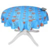 58" Round Poppies Sky Blue Acrylic-Coated Cotton Tablecloth By Tissus Toselli -Kitchen Textiles tissus toselli poppies sky blue small round cotton coated tablecloth sqw c412300c 312e 4fb7 a0f0 33359f522178
