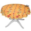 58" Round Poppies Yellow Acrylic-Coated Cotton Tablecloth By Tissus Toselli -Kitchen Textiles tissus toselli poppies yellow small round cotton coated tablecloth sqw