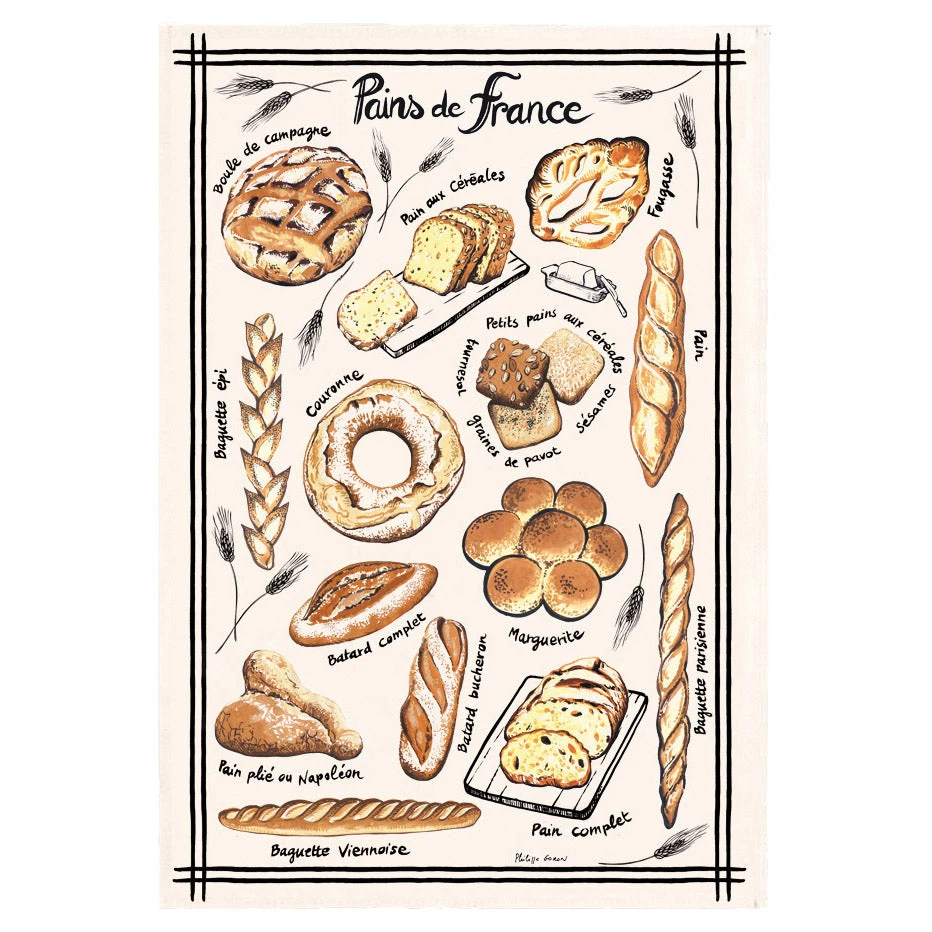 Pains De France (Breads Of France) Cotton Tea Towel By Winkler Torchons Et Bouchons 3 Pains De France (Breads Of France) Cotton Tea Towel By Winkler Torchons Et Bouchons
