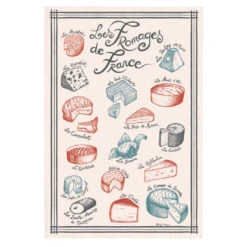 Cheeses Of France (Fromages De France) French Cotton Tea Towel By Winkler Torchons & Bouchons