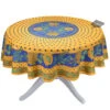 Tournesol Blue/Yellow French Provencal Polyester Tablecloth - 70" Round -Kitchen Textiles tournesol blue yellow provencal tablecloth round bsqw